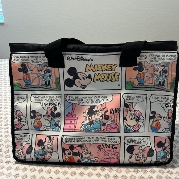 Disney Mickey Minnie Mouse Comic Strip Zipper Tote Travel Overnight Large Bag - Picture 10 of 17